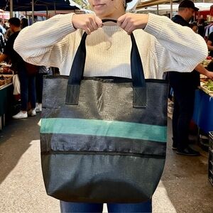 Recycled Reclaimed Large Black Tote Bag USA made